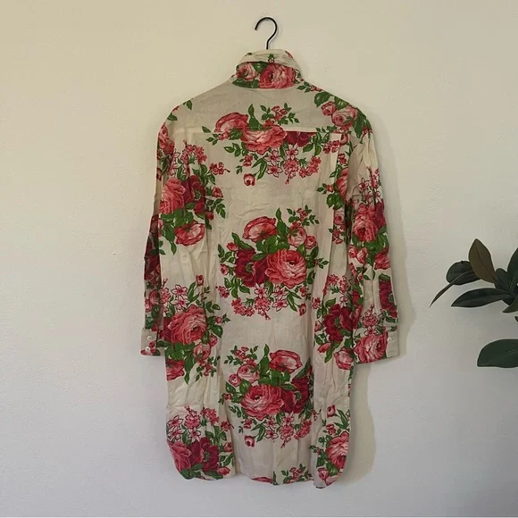 Vintage Betsey Johnson Cabbage Rose Shirt Dress - Picture 10 of 11